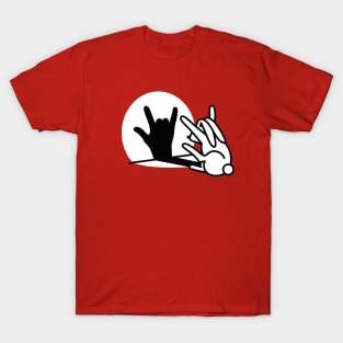 Funny rabbit shadow hand ROCK music HARD ROCK fan T-Shirt